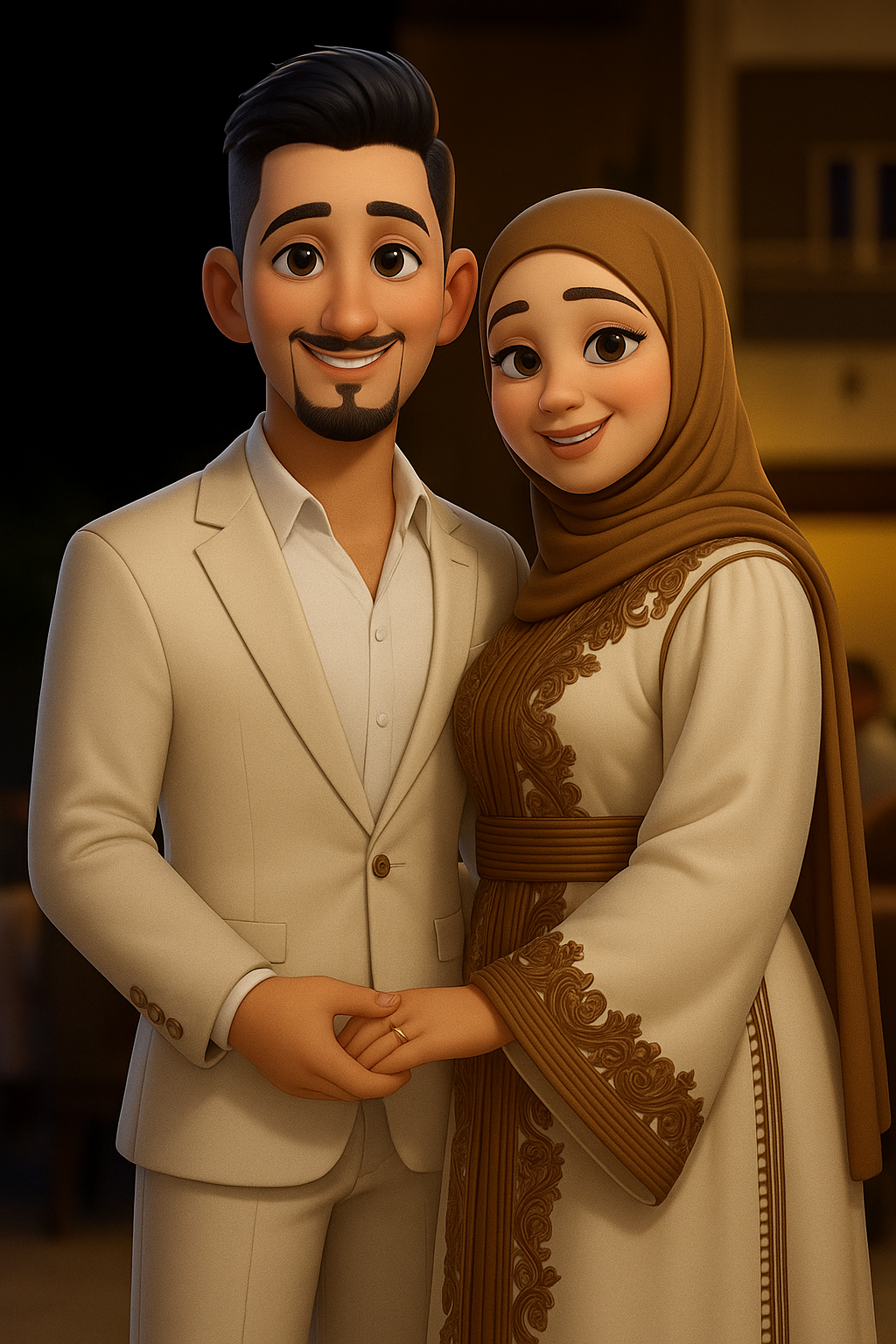 Tableau 5D Cartoon Couple – لوحة صورة رومانسية